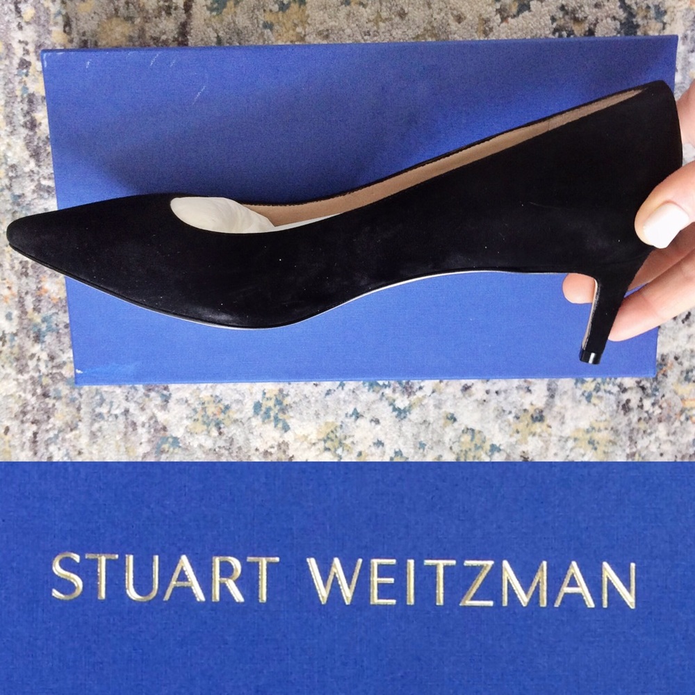 NWT - Stuart Weitzman black suede Anny kitten heels